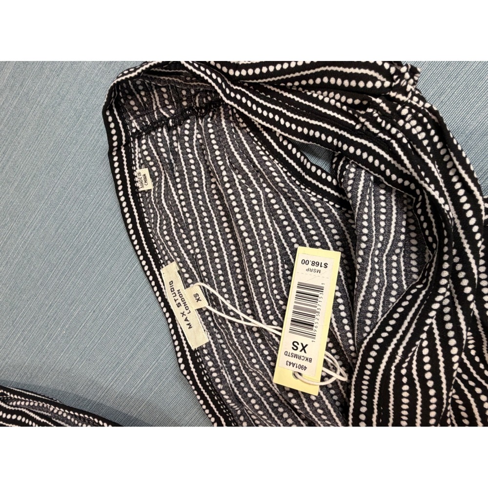 Unbranded Wide Leg Jumpsuit Womens M Black White Excellent Dotted Stripe Ruffle - Picture 9 of 12